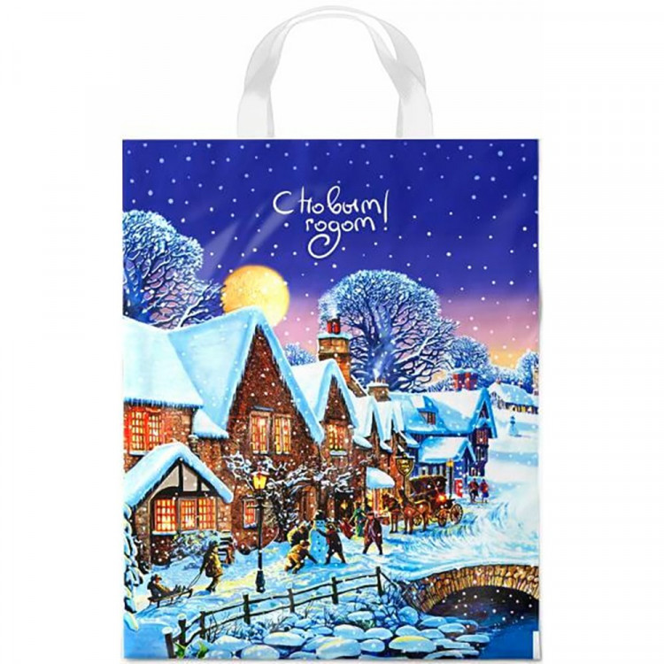 Пакет ПВД с ручкой петля "Зимушка" НГ 28*35см 55мкм арт.ПТЛ42659