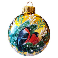Шар стекло 08см "Красногрудые снегири" п/у арт.КУ-80-224049