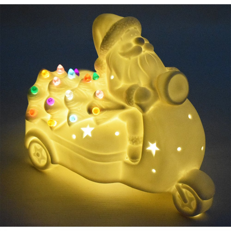 Статуэтка декоративная "Дед Мороз на мотоцикле" 20,5см с подсветкой арт.86814