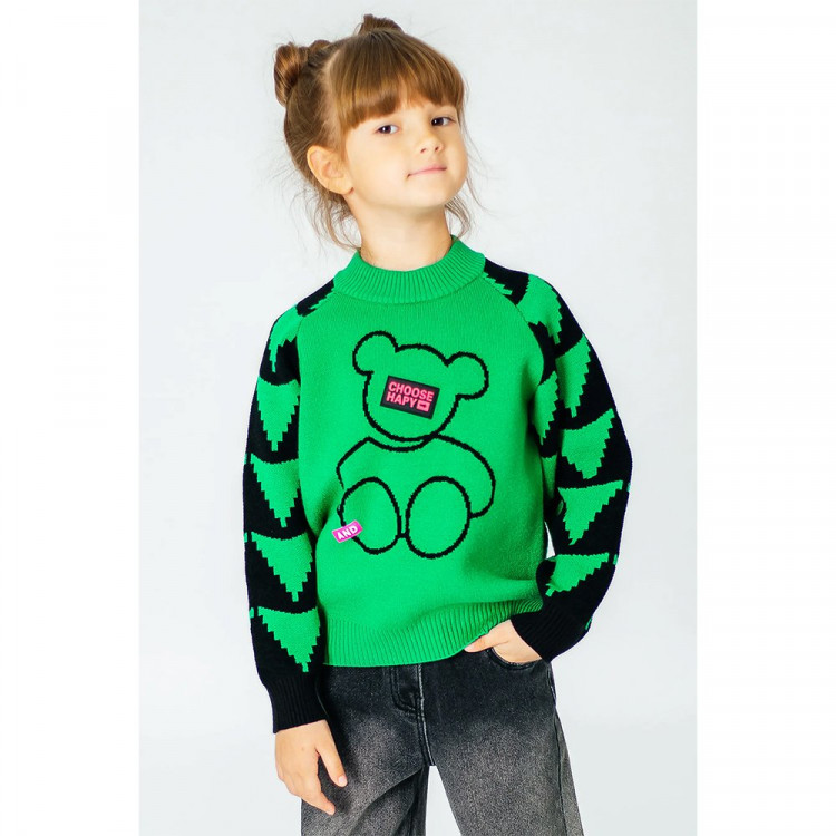 Джемпер для девочки (Deloras) артикул 19586 р.26/98-32/128 цвет зеленый