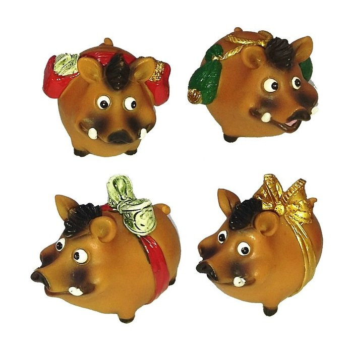 Статуэтка символ года Кабанчик с подарками 5см арт.200-335