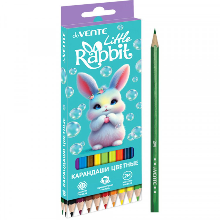Карандаши цветные (deVENTE) Little Rabbit 18 цветов 2М 2,8 мм шестигранные арт.5023619