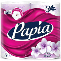 Бумага туалетная 3-сл втулка 4рул/уп 16,8м Балийский цветок Papia