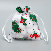 Мешочек д/подарка органза 10*12см "Рябина" арт.9717606