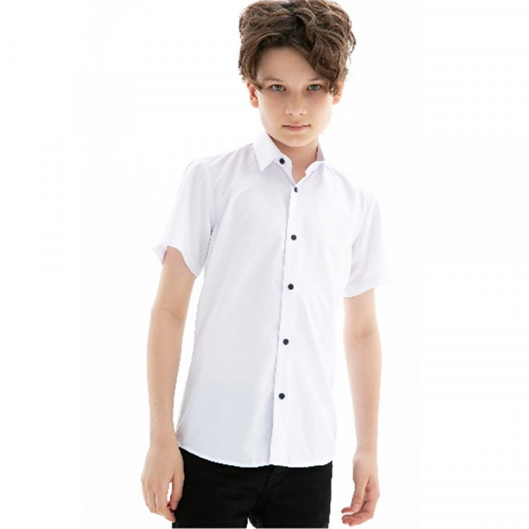 Сорочка детская короткий рукав размерный ряд 29/116-122-36/158-164  цвет белый Brostem арт.DS1A60-4701ds на кнопках