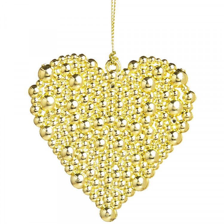 Украшение декор.подвеска пластик "Сердце" 08см цв.золото арт.86733