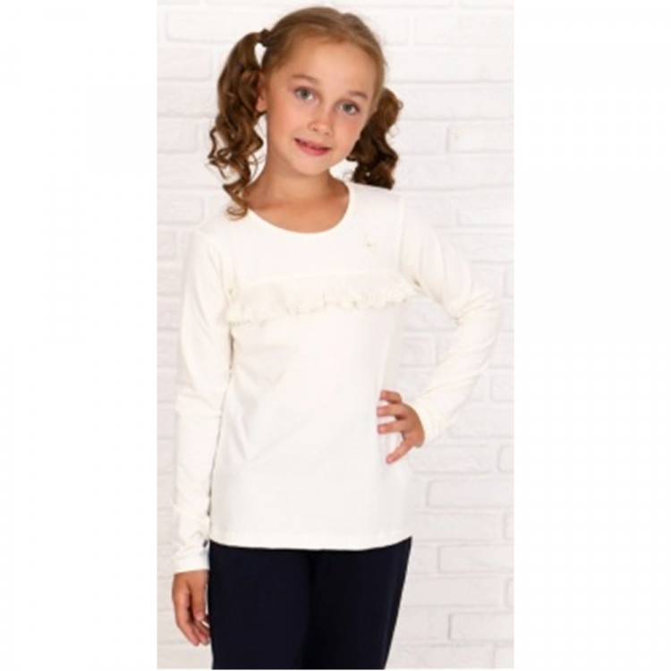Джемпер для девочки трикотажный (Ликру) длинный рукав цвет экрю арт.0235 КЛЕО размерный ряд 32/128-42/164
