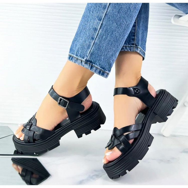 Босоножки для девочки (Nalisha) черный верх-искусственная кожа подкладка-искусственная кожа размерный ряд 36-41 арт.apb-601-1