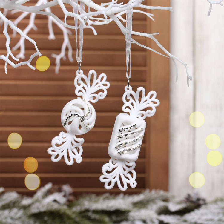 Украшение декор.подвеска пластик (Серия жемчужная) "Конфетки" 10см 02шт/наб. арт.916-2126