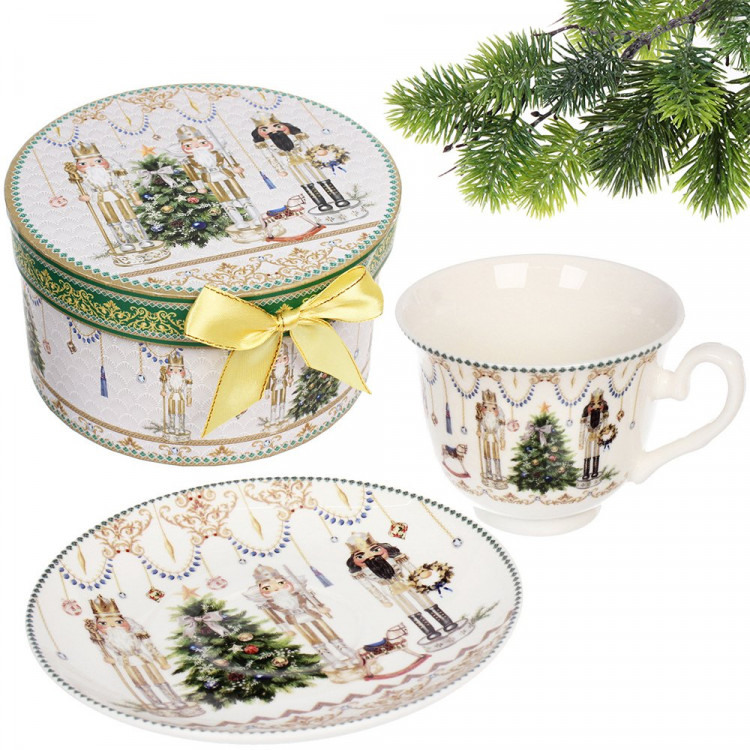 Чайная пара керамическая (кружка 220мл, блюдце) "Щелкунчик" в подарочной коробке	арт.891-0594