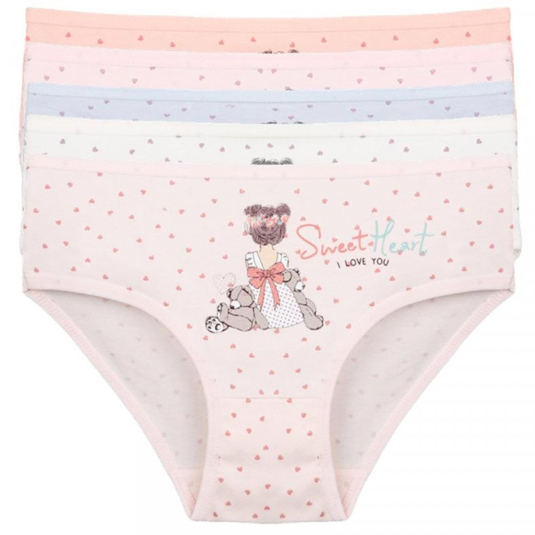 Трусы для девочки арт.4181B7 цвет в ассортименте 95% хлопок 5%эластан