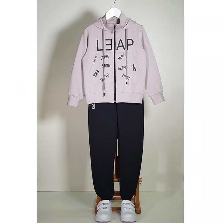 Костюм спортивный для девочки арт.3156 размер 30/122-36/140 трикотажный цвет серо-розовый/темно-синий