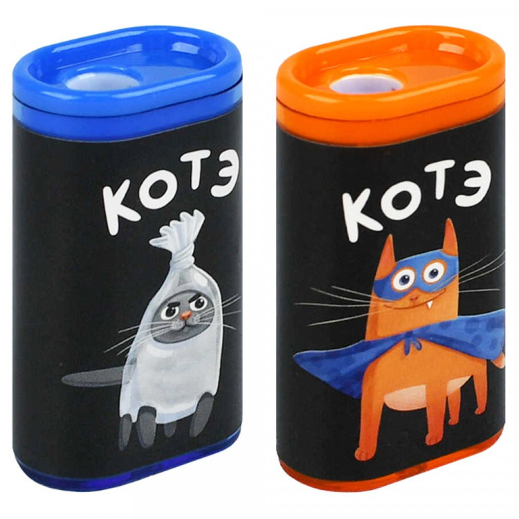 Точилка пластиковая Феникс Суперкот 1 отверстие с контейнером  ассорти арт.73144