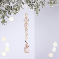 Украшение декор.подвеска пластик "Капля. Волшебная льдинка" 18см цв.шампань арт.259-185