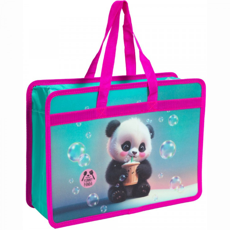 Сумка пластик А4 (deVENTE) на молнии ручка-тесьма Yummy Panda с расширением арт.8057502