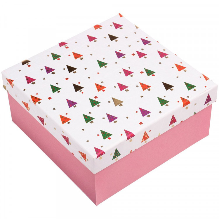Коробка подарочная 18*18*8,5см "Ёлочки-иголочки" арт.775-0916 Коробка подарочная 18*18*8,5см "Ёлочки-иголочки" арт.775-0916