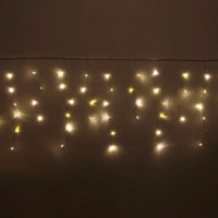 Гирлянда электрическая уличная занавес Бахрома 3*0,4/0,6м 100LED "Мерцание" цвет теплый белый (светлый провод) арт.183-218