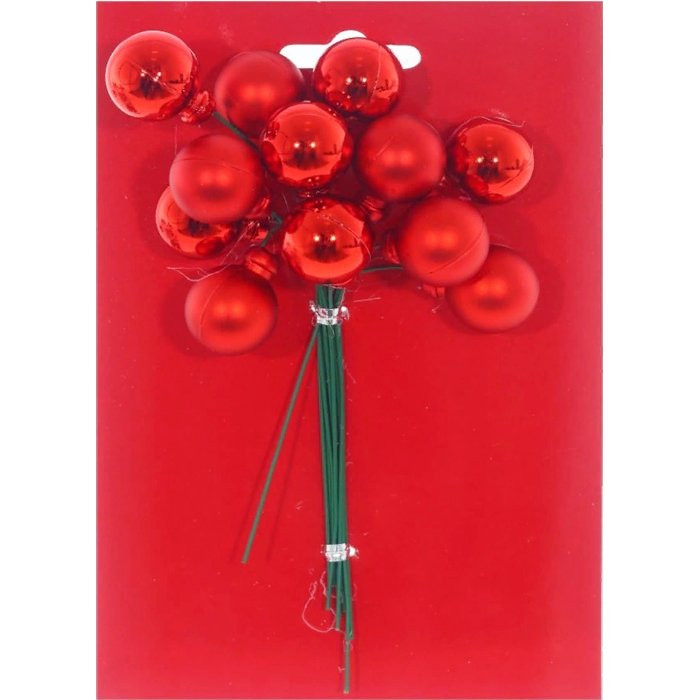 Украшение декоративное "Веточка. Ягоды красные" 15см 12шт. пучок арт.753348
