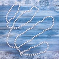 Украшение декоративное "Бусы" 200см "Шарик средний" d-8мм цв.белый арт.556-351