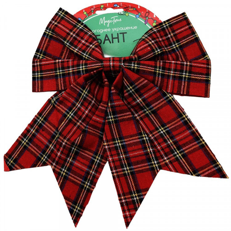 Украшение декоративное "Бант" 19*23см цв.красный в клетку арт.87681