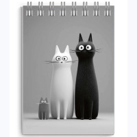 Блокнот А7 мягкая обложка на гребне 40 листов (Феникс) Черно-белые коты выб.УФ-лак арт.73410 Блокнот А7 мягкая обложка на гребне 40 листов (Феникс) Черно-белые коты выб.УФ-лак арт.73410