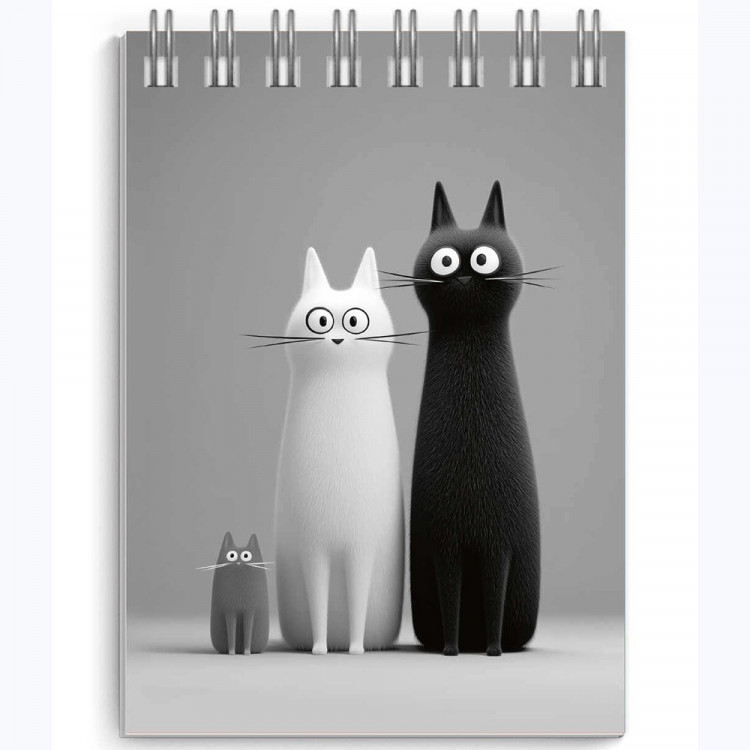 Блокнот А7 мягкая обложка на гребне 40 листов (Феникс) Черно-белые коты выб.УФ-лак арт.73410 Блокнот А7 мягкая обложка на гребне 40 листов (Феникс) Черно-белые коты выб.УФ-лак арт.73410