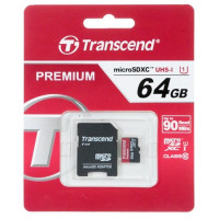 Карта памяти 64GB Transcend microSDXC Class 10 UHS-I U1 (SD адаптер) TLC