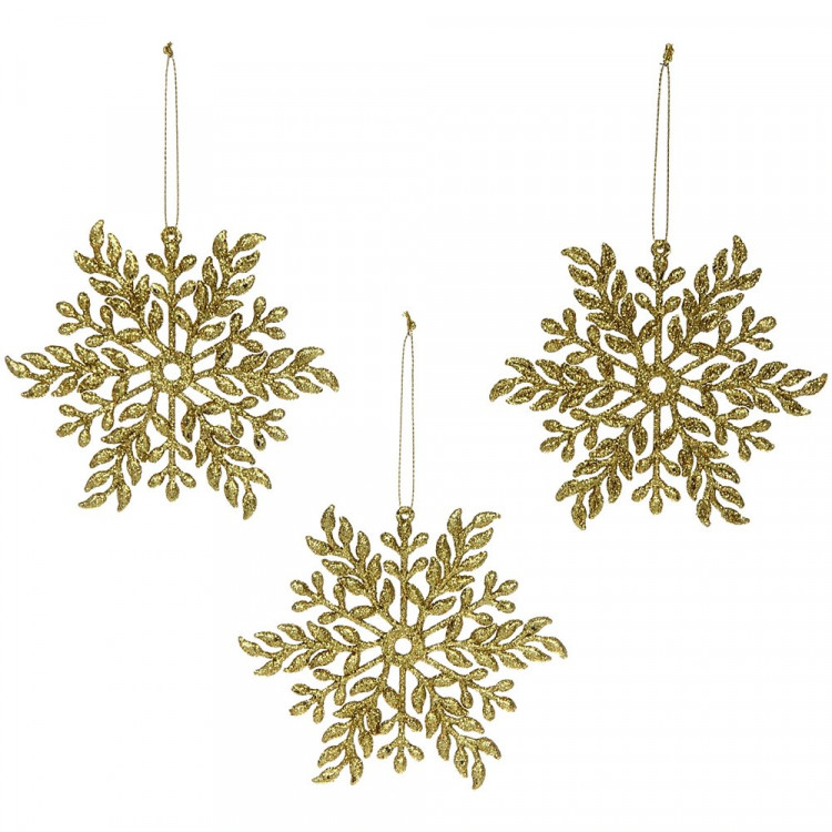 Украшение декор.подвеска "Снежинка волшебная" 11,5см 03шт/наб. цв.золото арт.916-1999