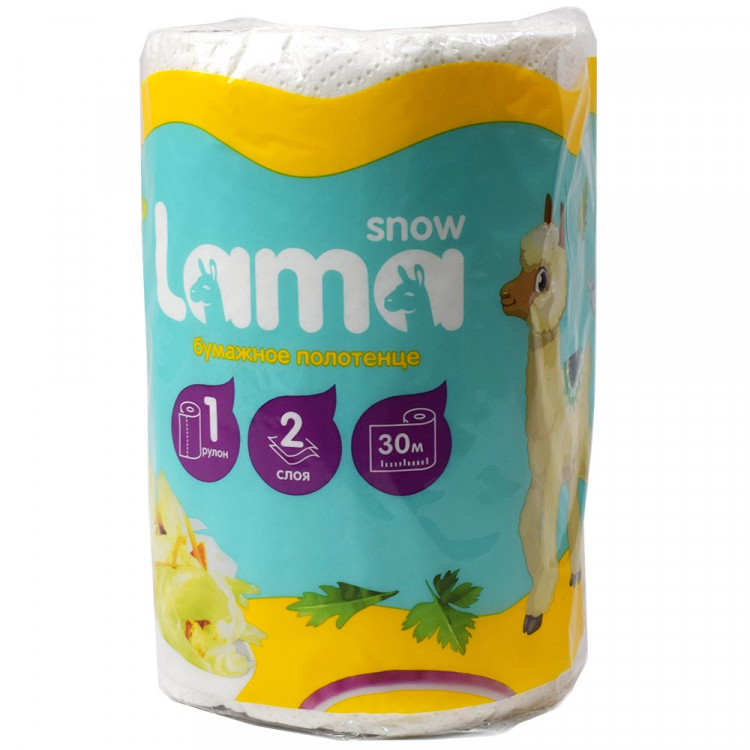 Полотенце бумажное 2-сл рулон 1рул/уп 30м Snow Lama белое Полотенце бумажное 2-сл рулон 1рул/уп 30м Snow Lama белое