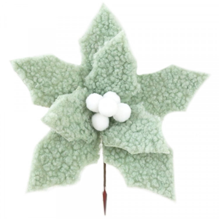 Украшение декор. "Цветок. Пуансеттия" 24см цв.мятный арт.94455 Украшение декор. "Цветок. Пуансеттия" 24см цв.мятный арт.94455