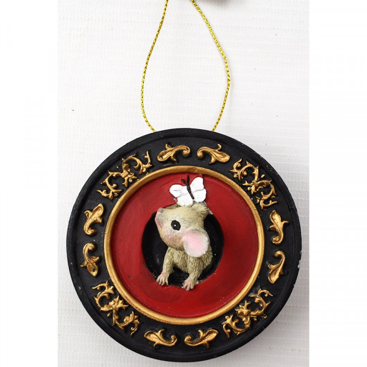 Украшение декор.подвеска "Медальон. Мышка и бабочка" 08см арт.80280