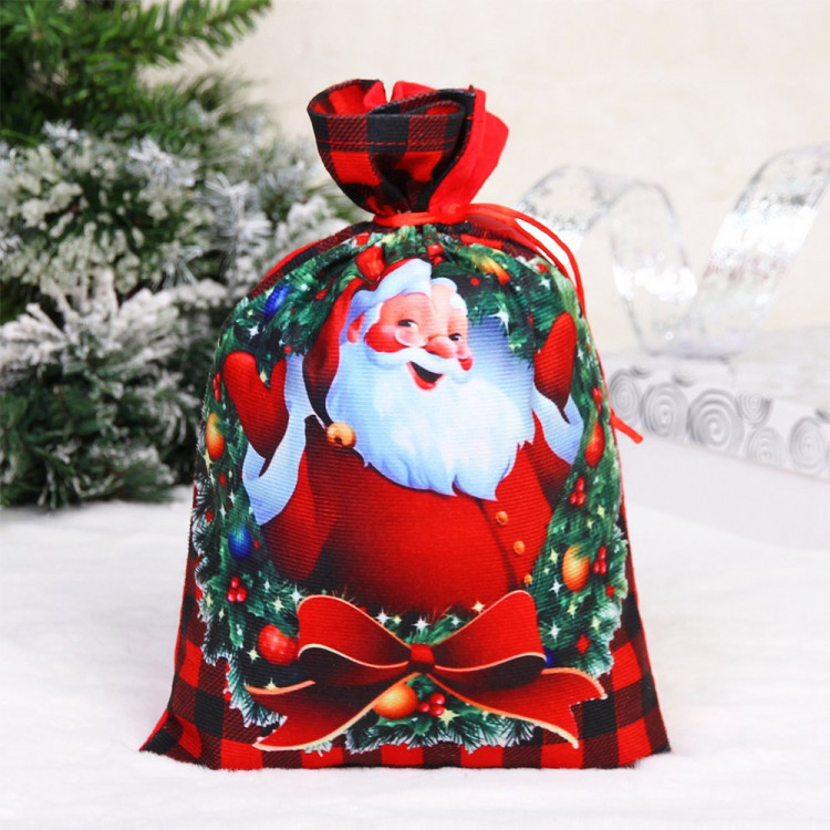 Мешок д/подарка с затяжной тесьмой 21*32см "А вот и Дед Мороз" арт.201-5248