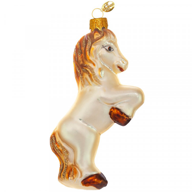 Фигурка на ёлку стекло 10см "Лошадка Голд" п/уп. арт.ФУ-803