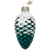 Украшение на ёлку стекло 09см "Шишка в снегу" бирюзов. глянец п/у арт.ФУ-2-90/51бир.гл.