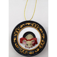 Украшение декор.подвеска "Медальон. Мышка с бантиком" 08см арт.80279