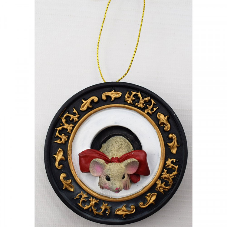 Украшение декор.подвеска "Медальон. Мышка с бантиком" 08см арт.80279