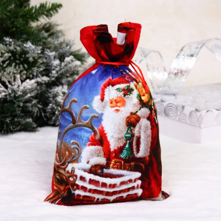 Мешок д/подарка с затяжной тесьмой 21*32см "Доставка подарков" арт.201-5249