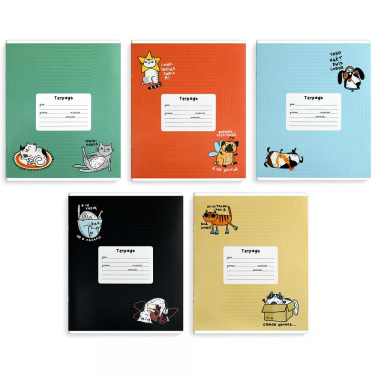Тетрадь 18 листов клетка (Феникс) Смешные питомцы выборочный  УФ-лак ассорти арт.70909