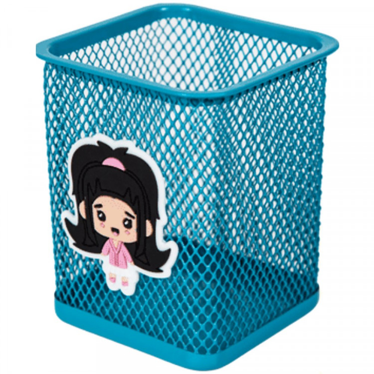 Подставка для ручек и карандашей (deVENTE) стакан NicoNico:-) квадратная сетчатая металлическая голубая арт.4104318