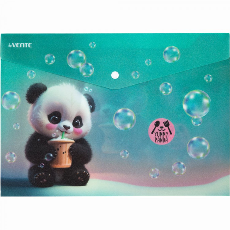Папка-конверт на кнопке А4 (deVENTE) 180мкм Yummy Panda арт.3079561