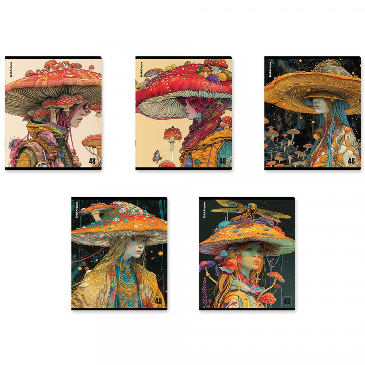 Тетрадь А5 клетка 48 листов скоба (ErichKrause) Forest Fashion ТВИН-лак ассорти арт.63303