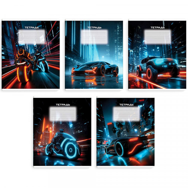 Тетрадь 24 листа линия (Феникс) Ночные гонки выборочный  УФ-лак асс. арт.70914