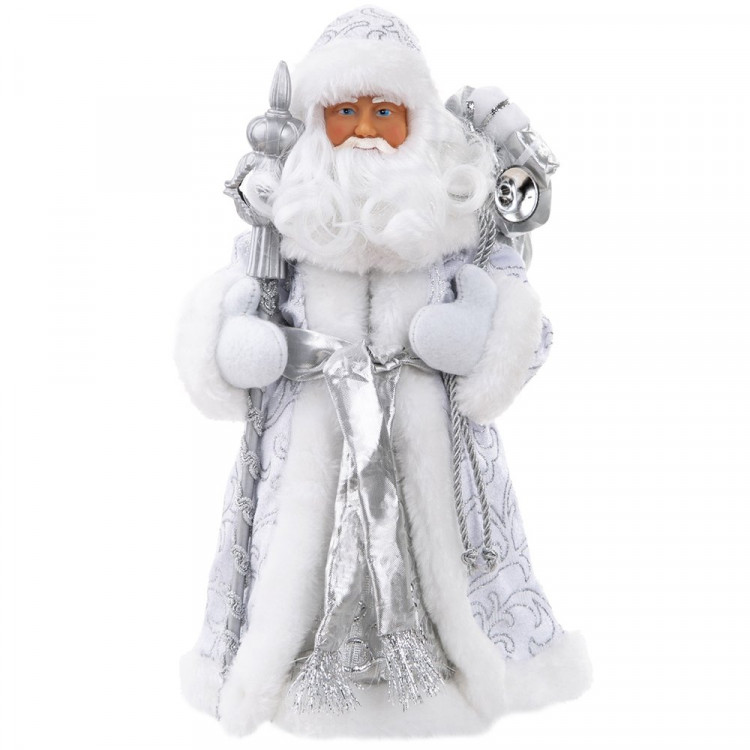 Игрушка декор. "Дед Мороз" 31,5см в серебрянной шубе арт.90704