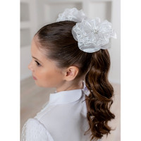 Бант для волос белый Алтын 11см