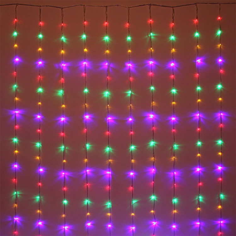 Гирлянда эл.д/дома занавес Дождь 3*2,5м 360LED "Водопад" цв.мульти (с.провод) 8реж. арт.725-0603