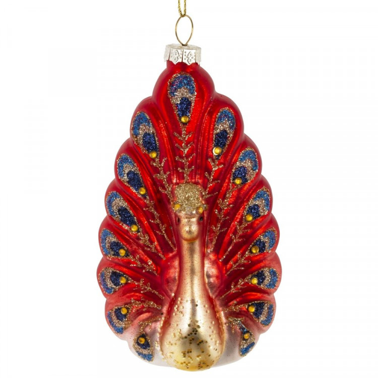 Фигурка на ёлку стекло (серия Коллекция) 14см "Павлин" арт.822465