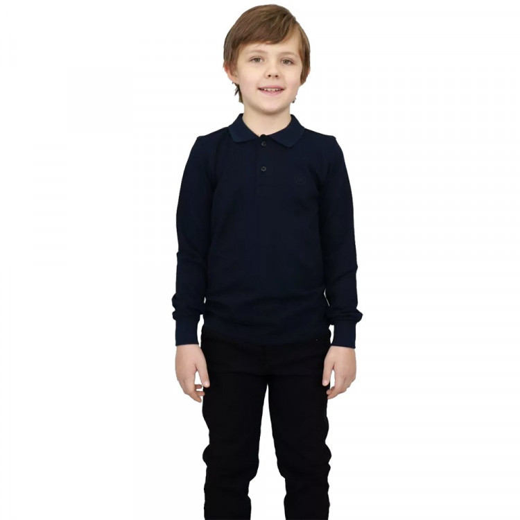 Поло для мальчика (UNIKKIDS) длинный рукав цвет темно-синий арт.UK-1016 размерный ряд 30/122-46/170