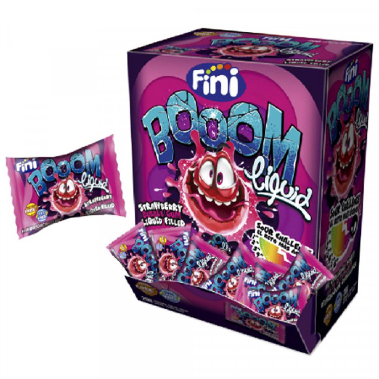 Жев. резинка Фини 5гр Бум Ликвид с клубничной начинкой  (Ст.200)