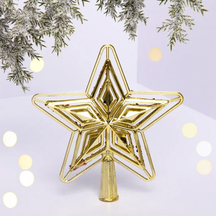 Наконечник на ёлку пластик 15см "Звезда" цв.золото арт.201-0781