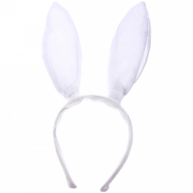 Ободок карнавальный "Зайка атласные ушки" цв.белый арт.776-308